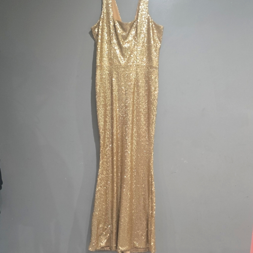 Gold Sequin Evening Gown Plus Size